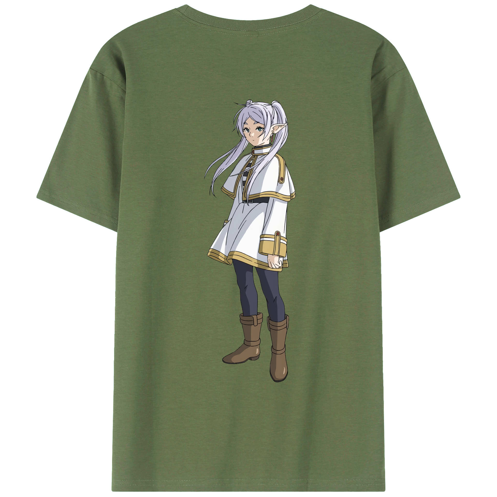 （画像用） 葬送のフリーレン Frieren 綿100％ メンズ半袖Tシャツ（バックプリント） 通気性